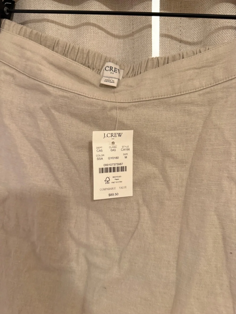 New J. Crew Factory Cream Faux Wrap Skirt Linen Blend M